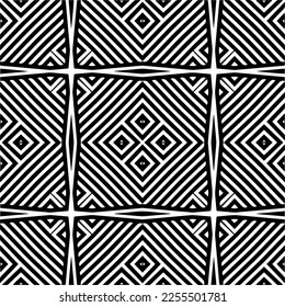 
Vector pattern in geometric ornamental style. Black and white color.Seamless repeat pattern.Simple geo all over print block for apparel textile, ladies dress, fashion garment, digital wall paper.