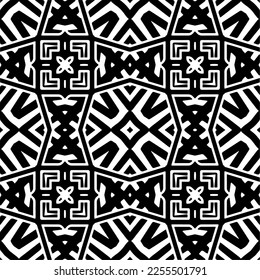 
Vector pattern in geometric ornamental style. Black and white color.Seamless repeat pattern.Simple geo all over print block for apparel textile, ladies dress, fashion garment, digital wall paper.
