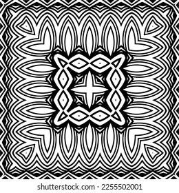 
Vector pattern in geometric ornamental style. Black and white color.Seamless repeat pattern.Simple geo all over print block for apparel textile, ladies dress, fashion garment, digital wall paper.