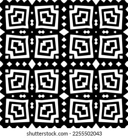 
Vector pattern in geometric ornamental style. Black and white color.Seamless repeat pattern.Simple geo all over print block for apparel textile, ladies dress, fashion garment, digital wall paper.