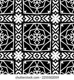 
Vector pattern in geometric ornamental style. Black and white color.Seamless repeat pattern.Simple geo all over print block for apparel textile, ladies dress, fashion garment, digital wall paper.
