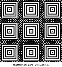 
Vector pattern in geometric ornamental style. Black and white color.Seamless repeat pattern.Simple geo all over print block for apparel textile, ladies dress, fashion garment, digital wall paper.