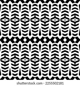 
Vector pattern in geometric ornamental style. Black and white color.Seamless repeat pattern.Simple geo all over print block for apparel textile, ladies dress, fashion garment, digital wall paper.