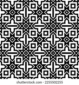 
Vector pattern in geometric ornamental style. Black and white color.Seamless repeat pattern.Simple geo all over print block for apparel textile, ladies dress, fashion garment, digital wall paper.
