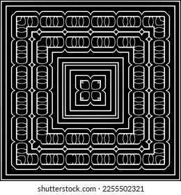 
Vector pattern in geometric ornamental style. Black and white color.Seamless repeat pattern.Simple geo all over print block for apparel textile, ladies dress, fashion garment, digital wall paper.