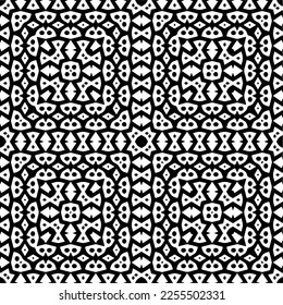 
Vector pattern in geometric ornamental style. Black and white color.Seamless repeat pattern.Simple geo all over print block for apparel textile, ladies dress, fashion garment, digital wall paper.
