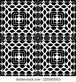 
Vector pattern in geometric ornamental style. Black and white color.Seamless repeat pattern.Simple geo all over print block for apparel textile, ladies dress, fashion garment, digital wall paper.