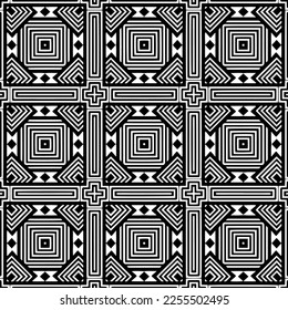 
Vector pattern in geometric ornamental style. Black and white color.Seamless repeat pattern.Simple geo all over print block for apparel textile, ladies dress, fashion garment, digital wall paper.