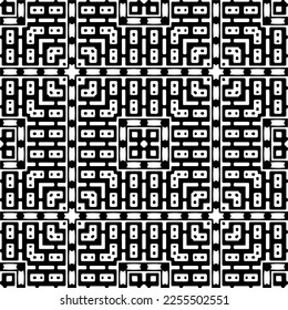 
Vector pattern in geometric ornamental style. Black and white color.Seamless repeat pattern.Simple geo all over print block for apparel textile, ladies dress, fashion garment, digital wall paper.