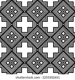 
Vektormuster im geometrischen Zierstil. Schwarz-Weiß-Farbe.Nahtloses Wiederholmuster.Einfaches Geo auf dem gesamten Druckblock für Bekleidung, Damenkleidung, Modebekleidung, digitales Tapete.