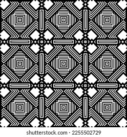 
Vector pattern in geometric ornamental style. Black and white color.Seamless repeat pattern.Simple geo all over print block for apparel textile, ladies dress, fashion garment, digital wall paper.