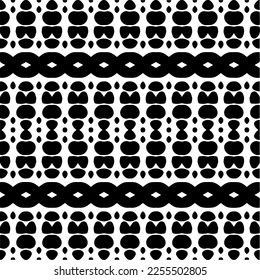 
Vector pattern in geometric ornamental style. Black and white color.Seamless repeat pattern.Simple geo all over print block for apparel textile, ladies dress, fashion garment, digital wall paper.