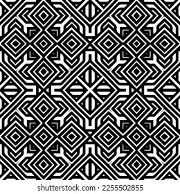 
Vector pattern in geometric ornamental style. Black and white color.Seamless repeat pattern.Simple geo all over print block for apparel textile, ladies dress, fashion garment, digital wall paper.