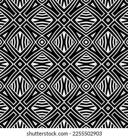
Vector pattern in geometric ornamental style. Black and white color.Seamless repeat pattern.Simple geo all over print block for apparel textile, ladies dress, fashion garment, digital wall paper.