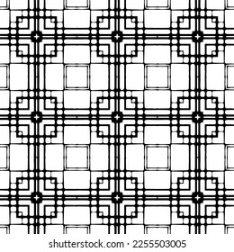 
Vector pattern in geometric ornamental style. Black and white color.Seamless repeat pattern.Simple geo all over print block for apparel textile, ladies dress, fashion garment, digital wall paper.