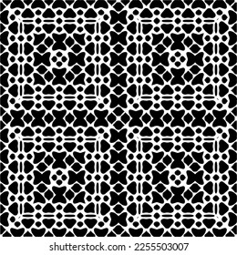 
Vector pattern in geometric ornamental style. Black and white color.Seamless repeat pattern.Simple geo all over print block for apparel textile, ladies dress, fashion garment, digital wall paper.