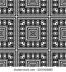 
Vector pattern in geometric ornamental style. Black and white color.Seamless repeat pattern.Simple geo all over print block for apparel textile, ladies dress, fashion garment, digital wall paper.