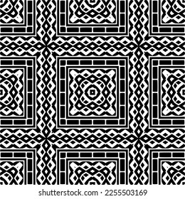 
Vector pattern in geometric ornamental style. Black and white color.Seamless repeat pattern.Simple geo all over print block for apparel textile, ladies dress, fashion garment, digital wall paper.