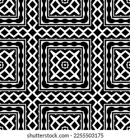 
Vector pattern in geometric ornamental style. Black and white color.Seamless repeat pattern.Simple geo all over print block for apparel textile, ladies dress, fashion garment, digital wall paper.