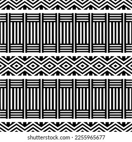 Vector pattern in geometric ornamental style. Black and white color.Seamless repeat pattern.Simple geo all over print block for apparel textile, ladies dress, fashion garment, digital wall paper.