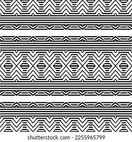 Vector pattern in geometric ornamental style. Black and white color.Seamless repeat pattern.Simple geo all over print block for apparel textile, ladies dress, fashion garment, digital wall paper.