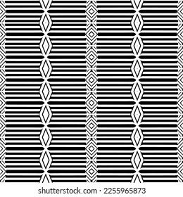 Vector pattern in geometric ornamental style. Black and white color.Seamless repeat pattern.Simple geo all over print block for apparel textile, ladies dress, fashion garment, digital wall paper.