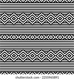Vector pattern in geometric ornamental style. Black and white color.Seamless repeat pattern.Simple geo all over print block for apparel textile, ladies dress, fashion garment, digital wall paper.