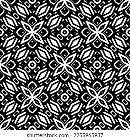 Vector pattern in geometric ornamental style. Black and white color.Seamless repeat pattern.Simple geo all over print block for apparel textile, ladies dress, fashion garment, digital wall paper.