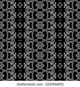 Vector pattern in geometric ornamental style. Black and white color.Seamless repeat pattern.Simple geo all over print block for apparel textile, ladies dress, fashion garment, digital wall paper.