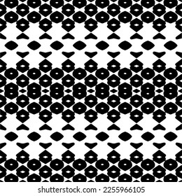 Vector pattern in geometric ornamental style. Black and white color.Seamless repeat pattern.Simple geo all over print block for apparel textile, ladies dress, fashion garment, digital wall paper.