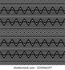 Vector pattern in geometric ornamental style. Black and white color.Seamless repeat pattern.Simple geo all over print block for apparel textile, ladies dress, fashion garment, digital wall paper.