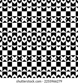 Vektormuster im geometrischen Zierstil. Schwarz-Weiß-Farbe.Nahtloses Wiederholmuster.Einfaches Geo auf dem gesamten Druckblock für Bekleidung, Damenkleidung, Modebekleidung, digitales Tapete.