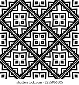 Vector pattern in geometric ornamental style. Black and white color.Seamless repeat pattern.Simple geo all over print block for apparel textile, ladies dress, fashion garment, digital wall paper.