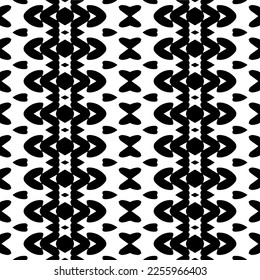 Vector pattern in geometric ornamental style. Black and white color.Seamless repeat pattern.Simple geo all over print block for apparel textile, ladies dress, fashion garment, digital wall paper.