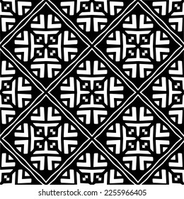 Vector pattern in geometric ornamental style. Black and white color.Seamless repeat pattern.Simple geo all over print block for apparel textile, ladies dress, fashion garment, digital wall paper.