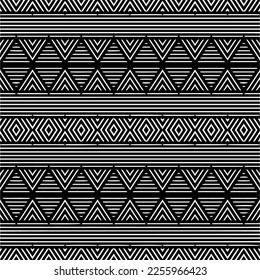Vector pattern in geometric ornamental style. Black and white color.Seamless repeat pattern.Simple geo all over print block for apparel textile, ladies dress, fashion garment, digital wall paper.