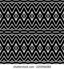 Vector pattern in geometric ornamental style. Black and white color.Seamless repeat pattern.Simple geo all over print block for apparel textile, ladies dress, fashion garment, digital wall paper.