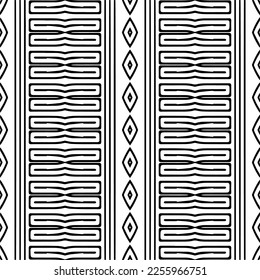 Vector pattern in geometric ornamental style. Black and white color.Seamless repeat pattern.Simple geo all over print block for apparel textile, ladies dress, fashion garment, digital wall paper.