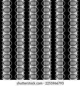Vector pattern in geometric ornamental style. Black and white color.Seamless repeat pattern.Simple geo all over print block for apparel textile, ladies dress, fashion garment, digital wall paper.