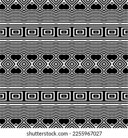 Vector pattern in geometric ornamental style. Black and white color.Seamless repeat pattern.Simple geo all over print block for apparel textile, ladies dress, fashion garment, digital wall paper.