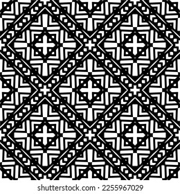 Vector pattern in geometric ornamental style. Black and white color.Seamless repeat pattern.Simple geo all over print block for apparel textile, ladies dress, fashion garment, digital wall paper.