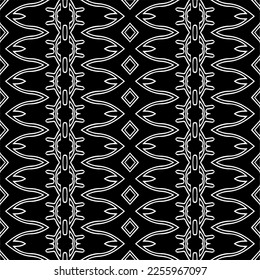 Vector pattern in geometric ornamental style. Black and white color.Seamless repeat pattern.Simple geo all over print block for apparel textile, ladies dress, fashion garment, digital wall paper.
