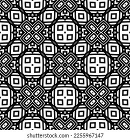 Vector pattern in geometric ornamental style. Black and white color.Seamless repeat pattern.Simple geo all over print block for apparel textile, ladies dress, fashion garment, digital wall paper.