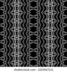 Vector pattern in geometric ornamental style. Black and white color.Seamless repeat pattern.Simple geo all over print block for apparel textile, ladies dress, fashion garment, digital wall paper.