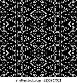 Vector pattern in geometric ornamental style. Black and white color.Seamless repeat pattern.Simple geo all over print block for apparel textile, ladies dress, fashion garment, digital wall paper.