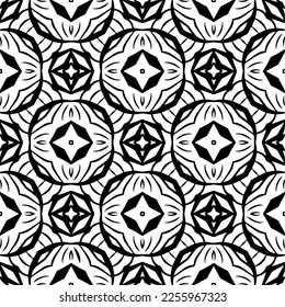 Vector pattern in geometric ornamental style. Black and white color.Seamless repeat pattern.Simple geo all over print block for apparel textile, ladies dress, fashion garment, digital wall paper.