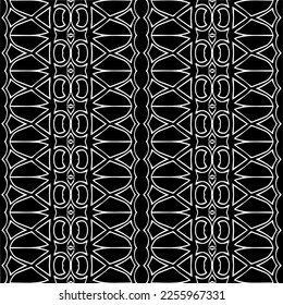 Vector pattern in geometric ornamental style. Black and white color.Seamless repeat pattern.Simple geo all over print block for apparel textile, ladies dress, fashion garment, digital wall paper.
