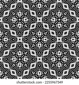Vector pattern in geometric ornamental style. Black and white color.Seamless repeat pattern.Simple geo all over print block for apparel textile, ladies dress, fashion garment, digital wall paper.