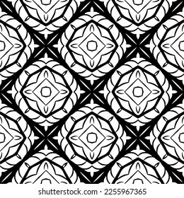 Vector pattern in geometric ornamental style. Black and white color.Seamless repeat pattern.Simple geo all over print block for apparel textile, ladies dress, fashion garment, digital wall paper.