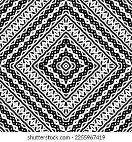 Vector pattern in geometric ornamental style. Black and white color.Seamless repeat pattern.Simple geo all over print block for apparel textile, ladies dress, fashion garment, digital wall paper.